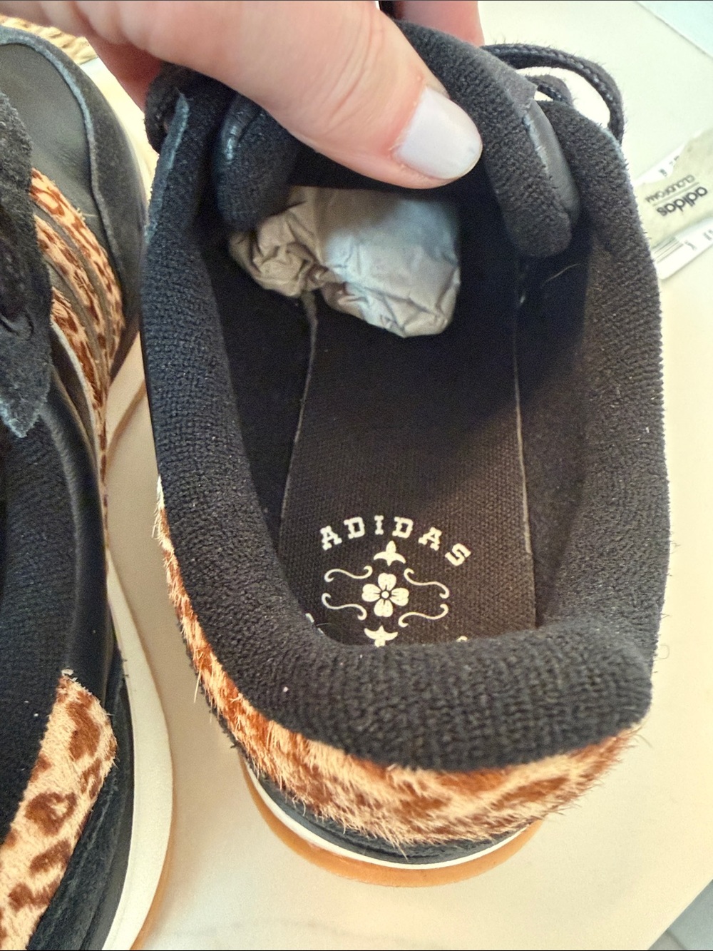 adidas retro comfort Black Sneakers with Leopard Print Stripes (sz8) - Picture 12 of 12